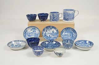 Group of 19thC. English Pearlware Tea Bowls and Saucers.