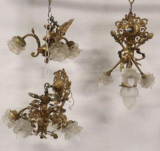 2 Antique And Fine Quality Bronze Chandeliers.