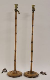 Pair of Bamboo Form Floor Lamps.
