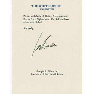 Joe Biden Signature with Printed U.S. Troops Withdrawal Letter