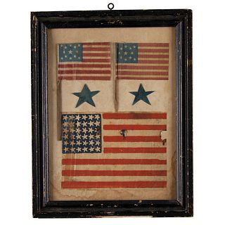 American Parade Flags (3) and Stars (2) Display (Mid-to-Late 19th-Century)