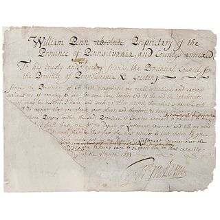 William Penn Partial Document Signed