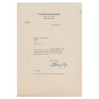 F. L. Maytag Typed Letter Signed