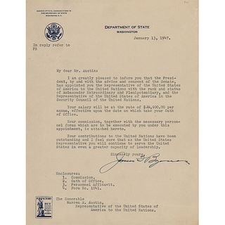 James F. Byrnes Typed Letter Signed