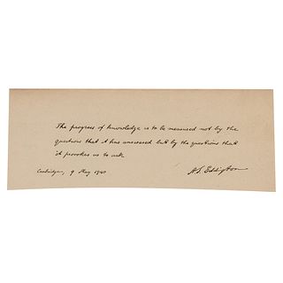 Arthur Eddington Autograph Quote Signed