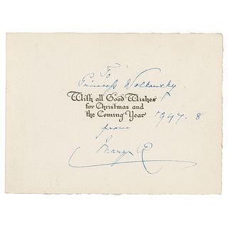 Queen Mary of Teck Signed Christmas Card (1947)