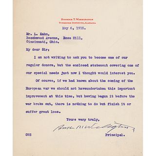 Booker T. Washington Typed Letter Signed