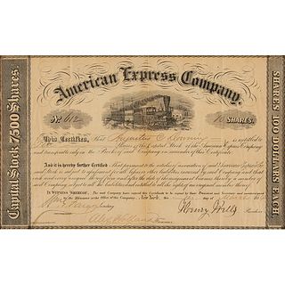 Henry Wells and William Fargo Signed Stock Certificate