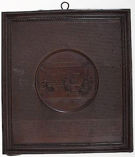 Declaration of Independence, Engraved Wall Plaque by Samuel H. Black, 1859 
