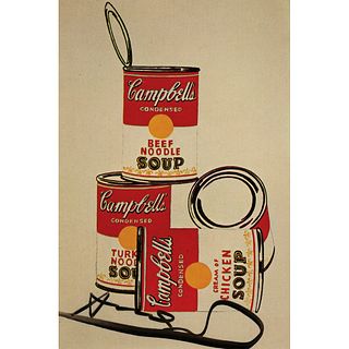 Andy Warhol Signed Postcard of &#39;4 Campbell&#39;s Soup Cans&#39;