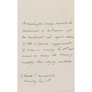 Washington Irving Autograph Letter Signed