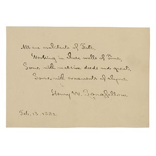 Henry Wadsworth Longfellow Autograph Quote Signed