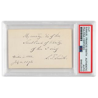 Samuel Francis Smith Autograph Quote Signed
