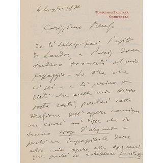 Giacomo Puccini Autograph Letter Signed