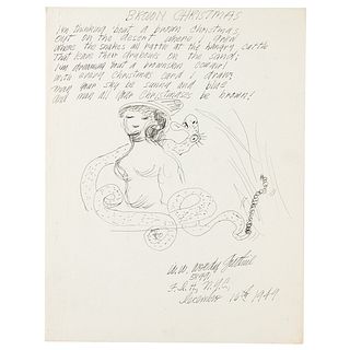 Woody Guthrie Handwritten Lyrics and Original Sketch