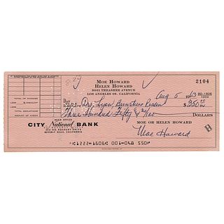 Three Stooges: Moe Howard Signed Check