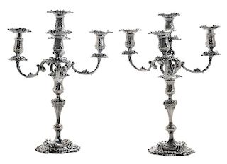 Pair Silver-Plated Tiffany Candelabra