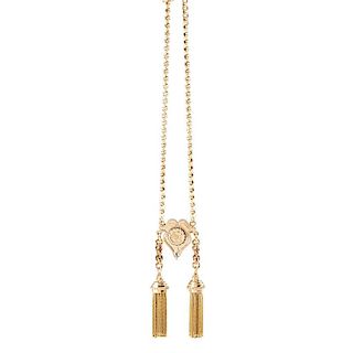 VICTORIAN YELLOW GOLD TASSEL NECKLACE