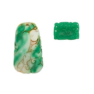 TWO CHINESE CARVED JADE PENDANTS