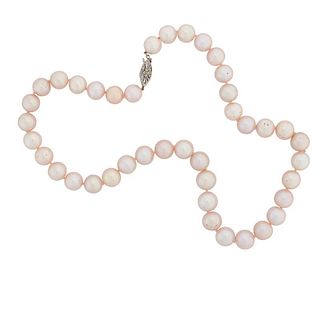 PINK FRESHWATER PEARL & WHITE GOLD NECKLACE