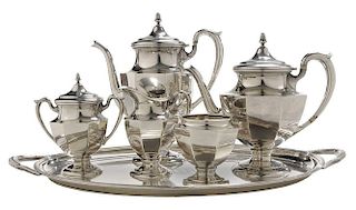Sterling Five-Piece Tea Service and