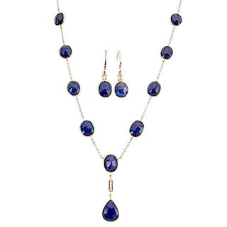 GLASS-FILLED SAPPHIRE, DIAMOND & WHITE GOLD JEWELRY SUITE