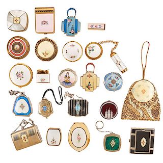 COLLECTION OF 23 ENAMELED COMPACTS & NECESSAIRES