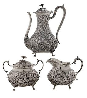 Three-Piece Repouss&#233; Sterling Coffee