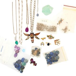 APPROX. 109 UNMOUNTED GEMSTONES, JEWELRY, ETC. INCL. GOLD