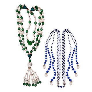TWO FINE ART DECO CRYSTAL NECKLACES