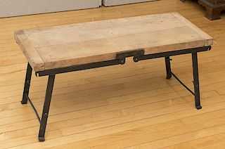 Small Wood and Iron Folding Table