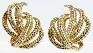 14 kt Gold Rope Earclips