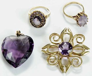 Group of Gold and Amethyst Jewelry