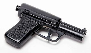 Joseph Silk Gun. Clearwater Kansas: Chambers Manufacturing, ca. 1940. Mechanical cast metal faux-pistol automatically vanishes a handkerchief draped o