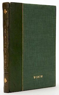 Christopher, Milbourne. Panorama of Magic. New York: Dover, 1962. Quarter green leather, spine stamped in gilt with title and two suit symbols, front 
