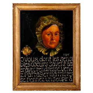 Decorative Mixed Media Picture, Woman with French Writing.