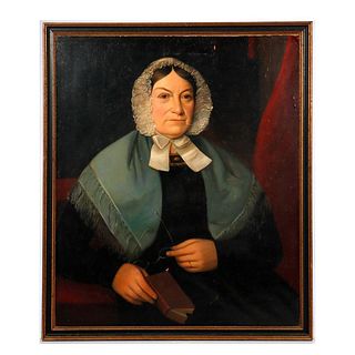 Portrait of a Woman in Blue Shawl, 19th Century.