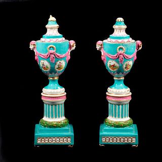 Pair of Porcelain Candle Snuffer Stands.