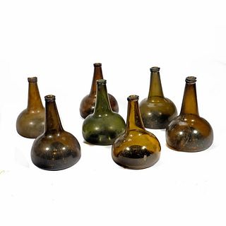 Collection of Seven (7) Belgian Type Glass Bottles.