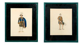 Pair of English Costume Prints, 1820s.