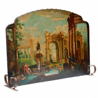 Classical Scene Painted Fire Screen.