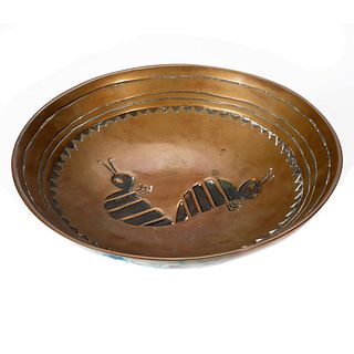 Fred Ortiz Bronze Nambe Insect Ware Bowl.