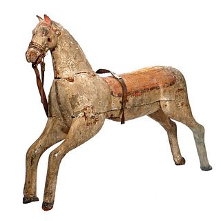 Carousel Horse with Red-Painted Saddle.