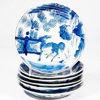 Set of Six Chinese Blue and White Plates.