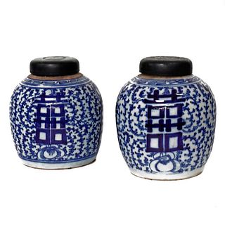 Pair of Chinese Blue and White Ginger Jars.