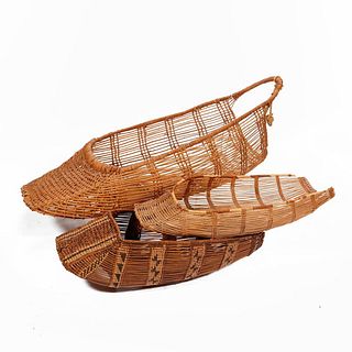Three Klamath River Tribes Cradle Baskets.