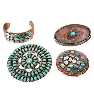 Collection of Four Turquoise Jewelry Pieces.