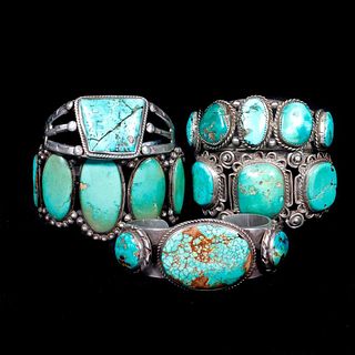 Group of Five Navajo Cuff Bracelets.