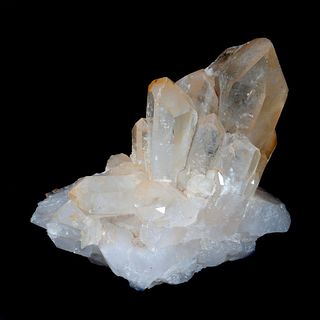A Light Citrine Quartz Crystal Cluster.