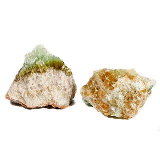 Two Polished Green Calcite Specimens.